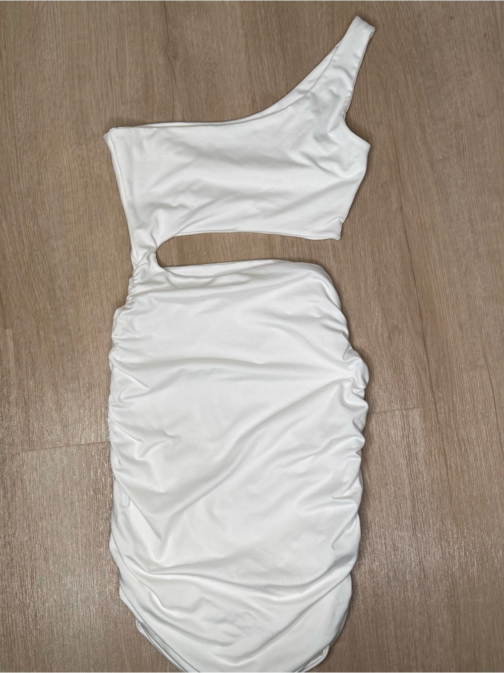 One-Shoulder White Cutout Bodycon Dress